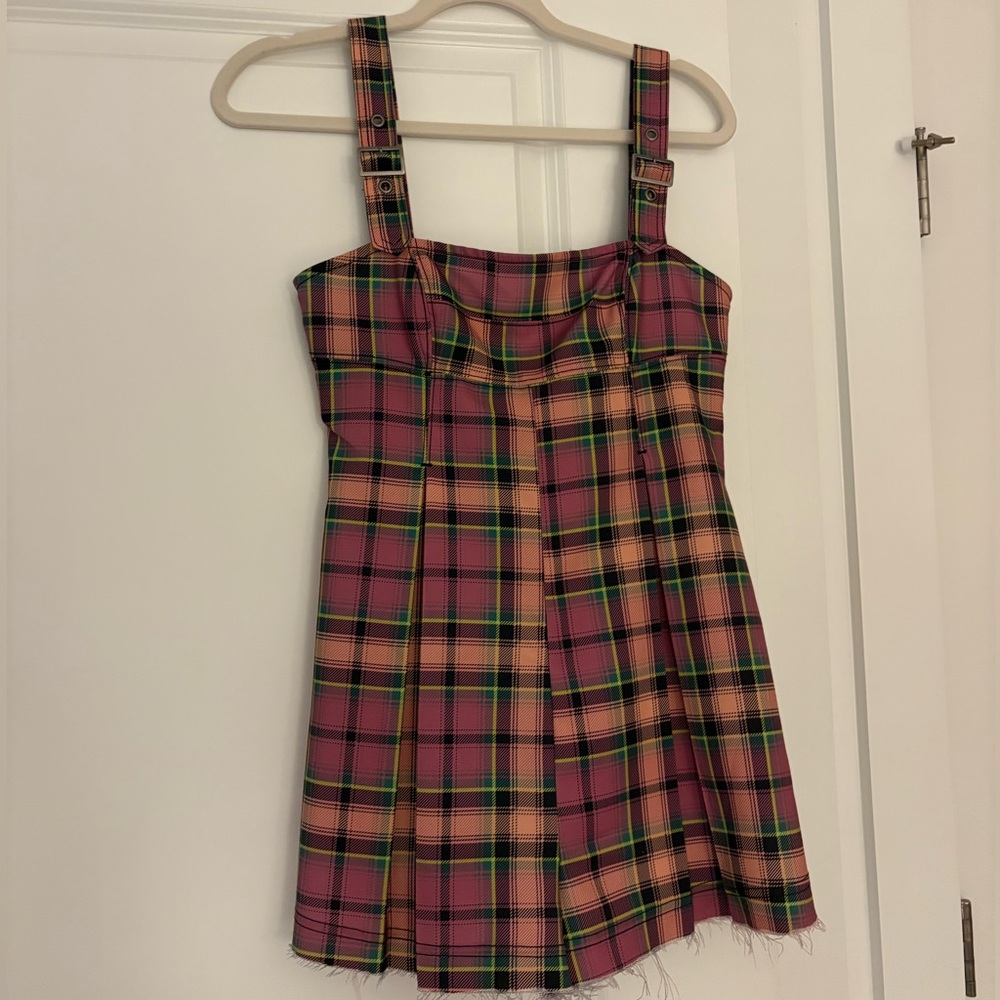 Plaid Pleated Colorful Mini Dress